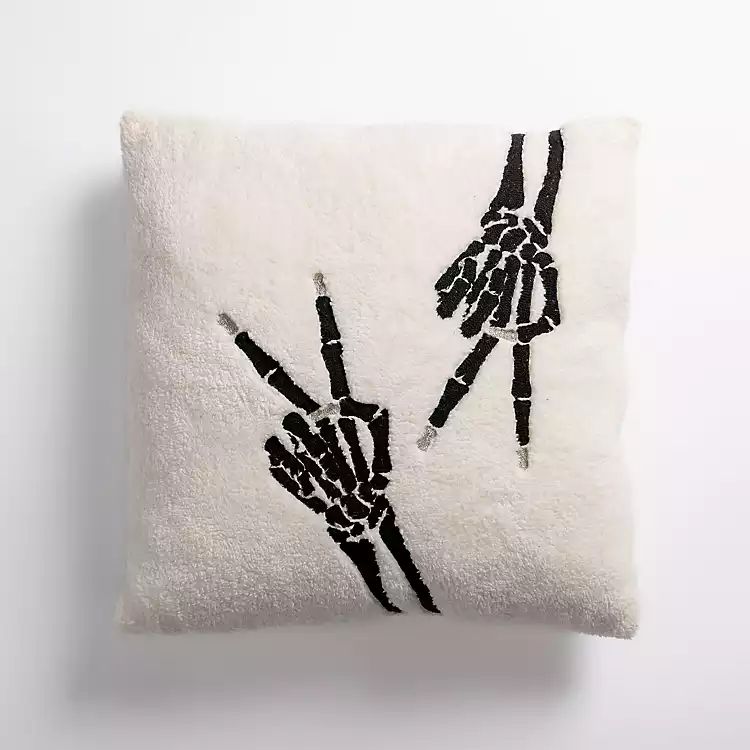 Skeleton Peace Signs Boucle Throw Pillow | Kirkland's Home