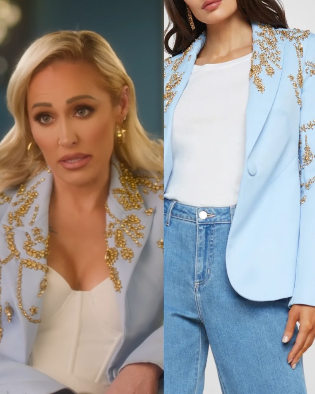 Mary Bonnet’s embellished blue season 9 interview outfit of Selling Sunsett