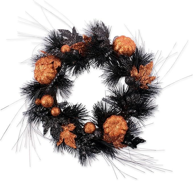 DII Halloween Collection Wreaths & Bags, 16x16, Glitter Pumpkin | Amazon (US)