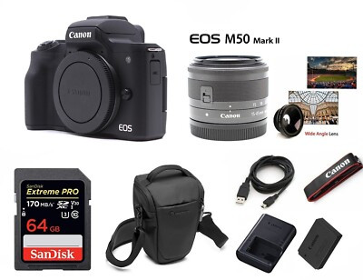 Canon EOS M50 Mark II Mirrorless Digital Camera with 15-45mm Lens (2 LENSES ) | eBay US