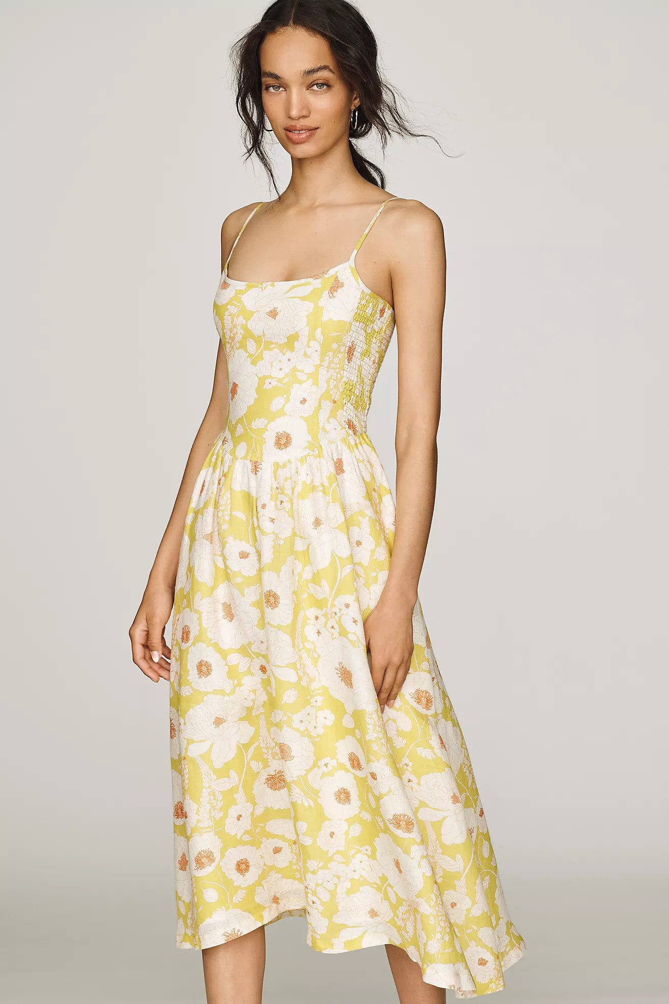 100% European Linen Drop-Waist Midi Dress | Anthropologie (US)