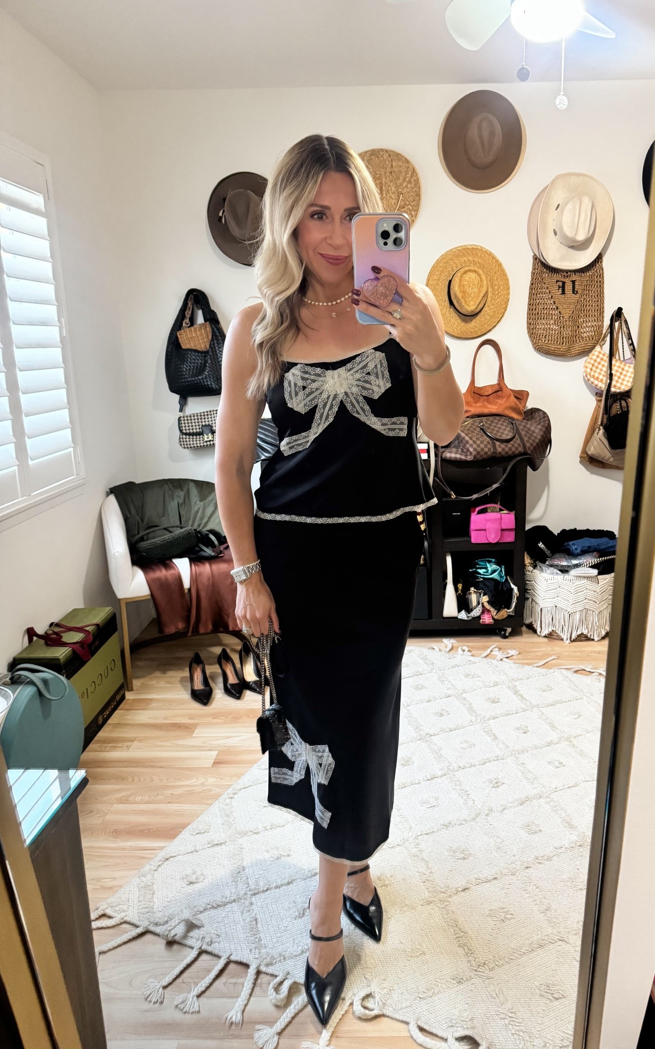 The cutest set for a girls night out 💕🎀 Wearing a medium but should have done a small in the skirt.  Linked to buy and/or rent from @fashionpass using my code Jennifer1G

#LTKootd #LTKValentine #LTKWorkwear