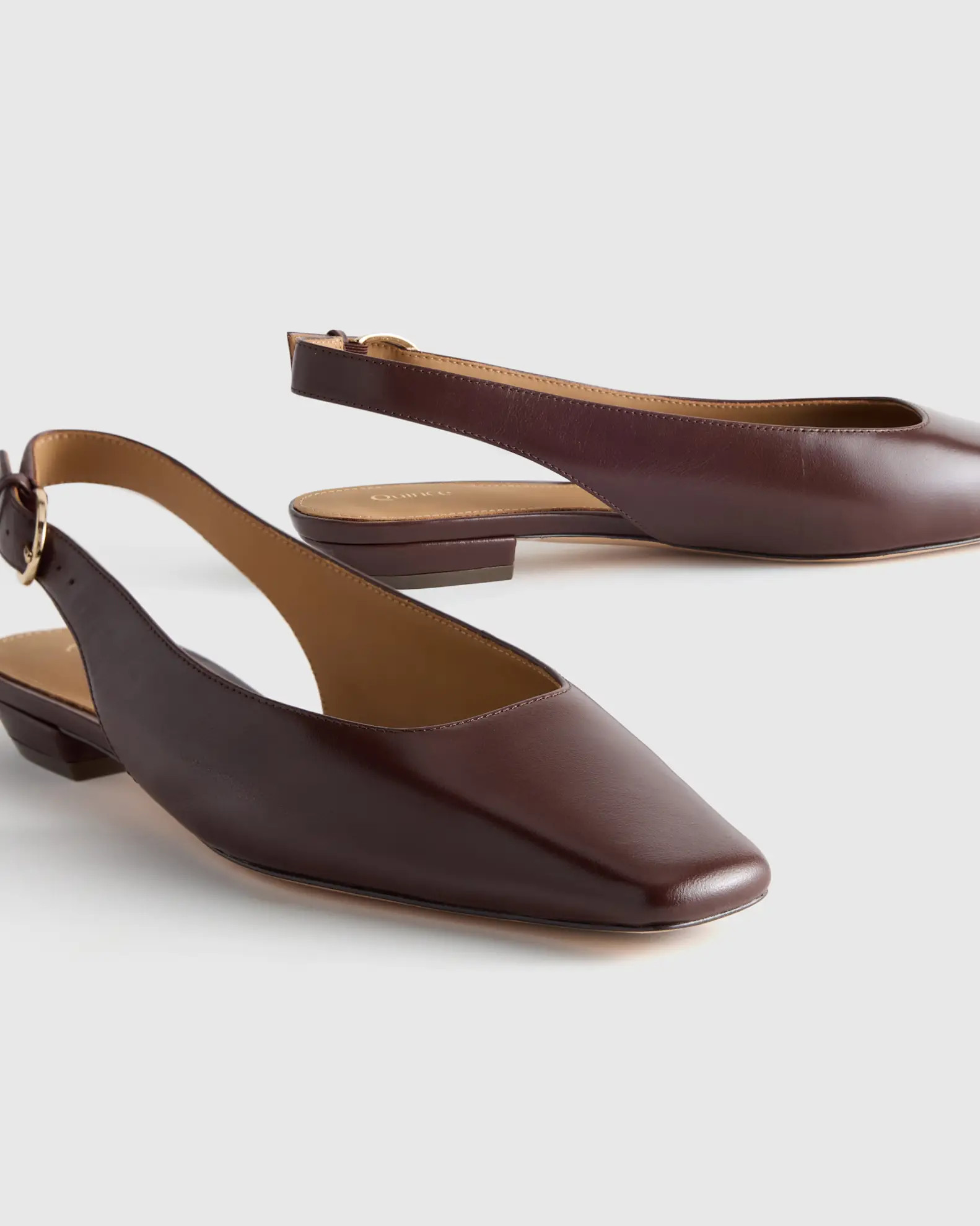 Italian Leather Slingback Flat in Espresso Brown | Quince