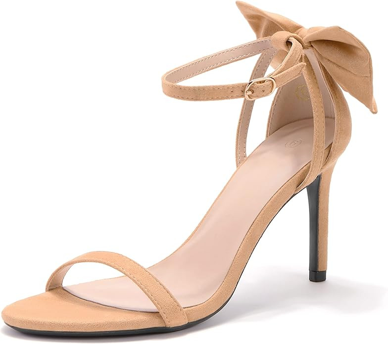 Coutgo Womens Ankle Strap High Heels Open Toe Stiletto Bow Tie Knot Heeled Sandals Fashion Weddin... | Amazon (US)