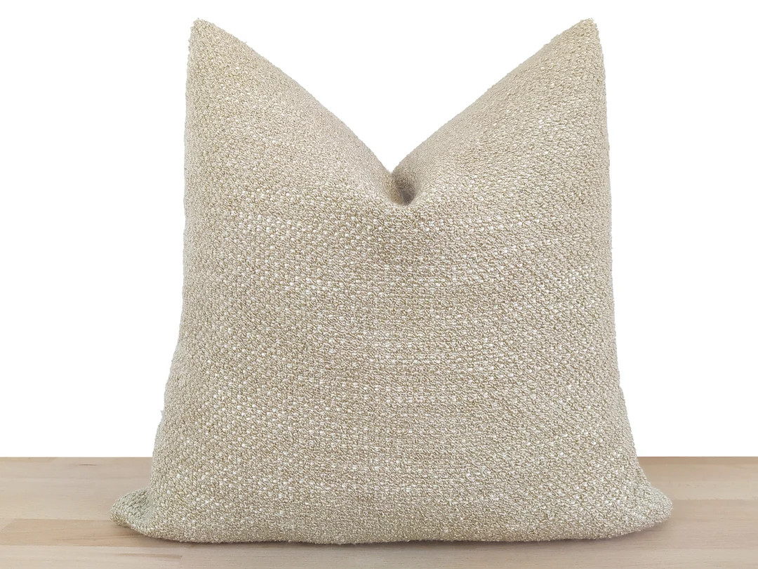 Textured Pillow Cover, Neutral Euro Sham Cover, Soft Boucle Thick Beige Fabric , Boho Home Decor,... | Etsy (US)