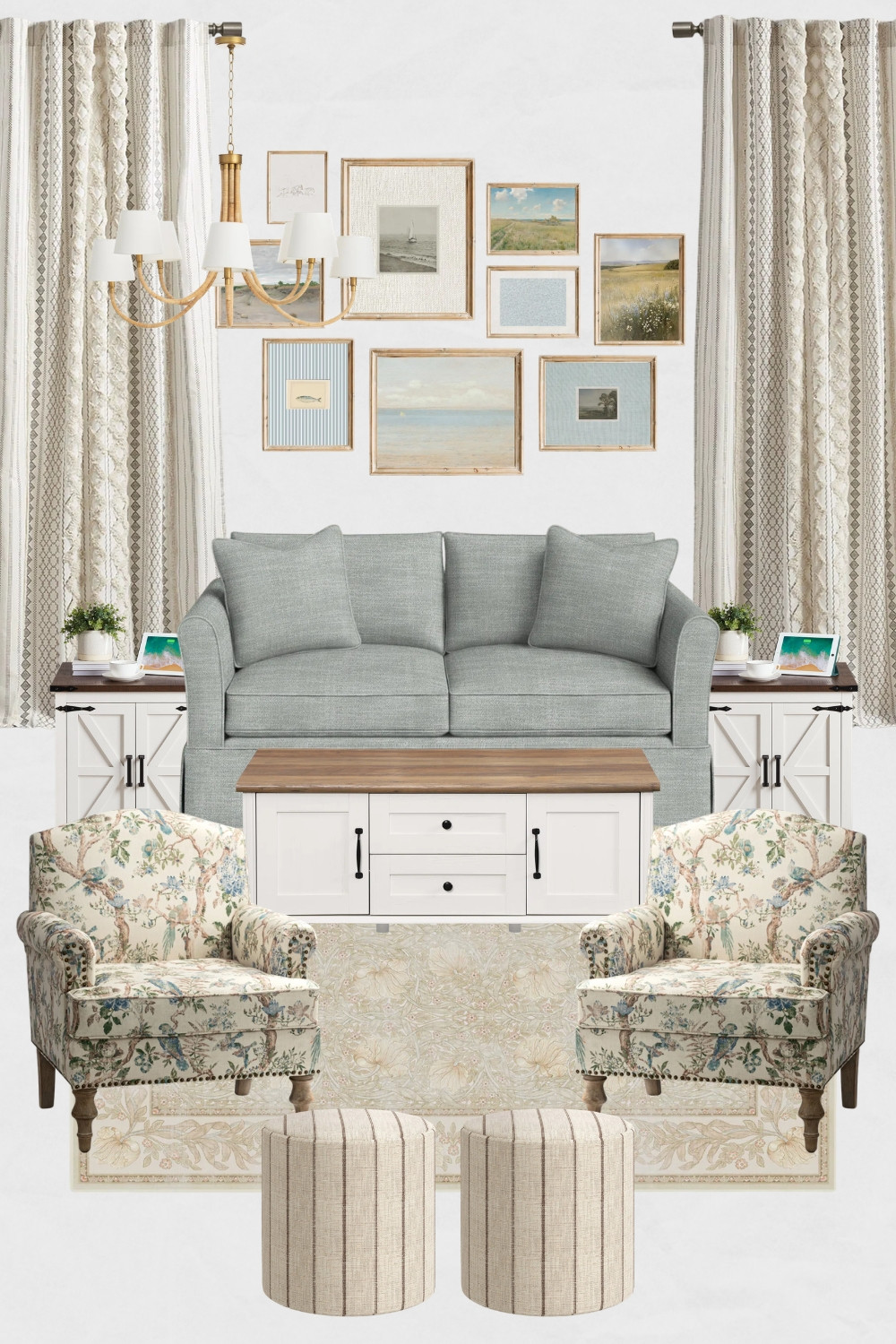 Countryside Coastal Living Room Moodboard, Calm Coastal Living Room Design Ideas, Coastal Living Room Decor, French Country Living Room Design, Coastal Living Room, Sea Green Living Room

#calmcoastalhome #coastallivingroom #coastalhome #frenchcountry #frenchcountrylivingroom #homedecor 

 #LTKSpringSale #LTKHome #LTKSaleAlert
