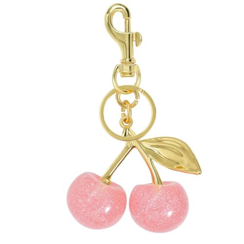 SKYFUN Cherry Keychain for Women Glitter Pink Cherry Bag Charm Key Chain for Purse Wallet Handbag Backpack Jewelry Accessories Gift for Birthday Christmas Valentines Day, Crystal Light Pink | Amazon (US)