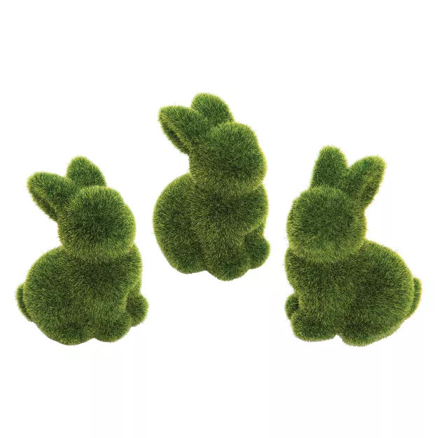 Gallerie II Moss Flocked Easter Bunny Set of 3 | Target