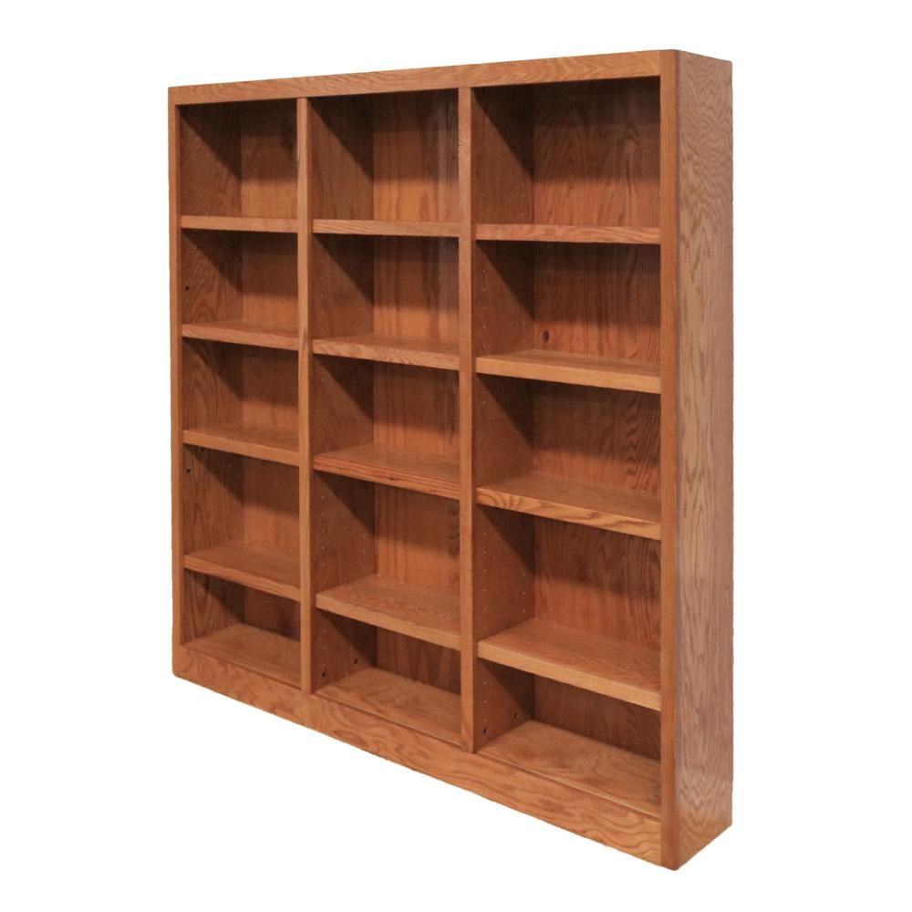 Concepts In Wood 72 in. Dry Oak Wood 15-shelf Standard Bookcase with Adjustable Shelves-MI7272-D ... | The Home Depot