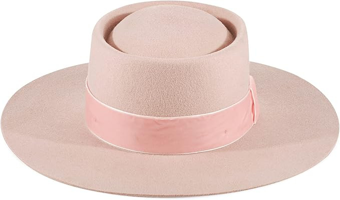 Fedora for Women Wool Felt Boater Hat Flat Top/Pork Pie Style Wide Brim Adjustable Vintage Classi... | Amazon (US)
