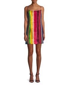 Rainbow Velvet Mini Slip Dress | Bergdorf Goodman