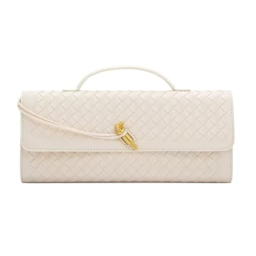 AWUXINE Handmade Woven Evening Bag for Women Casual Clutch Purse Leather Shoulder Handbag Fashion Crossbody Bag, Cream White | Amazon (UK)