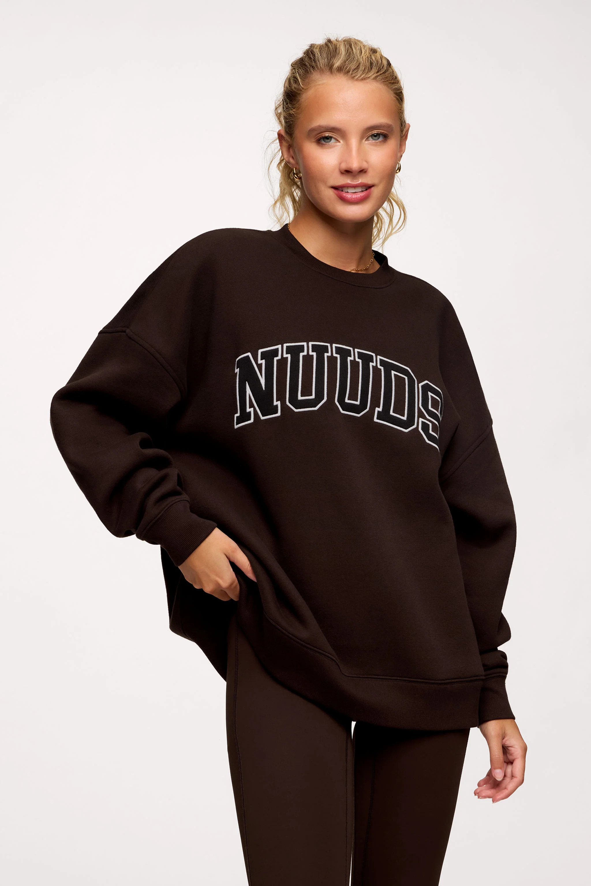 nuuds Varsity Oversized Crew | Espresso | nuuds