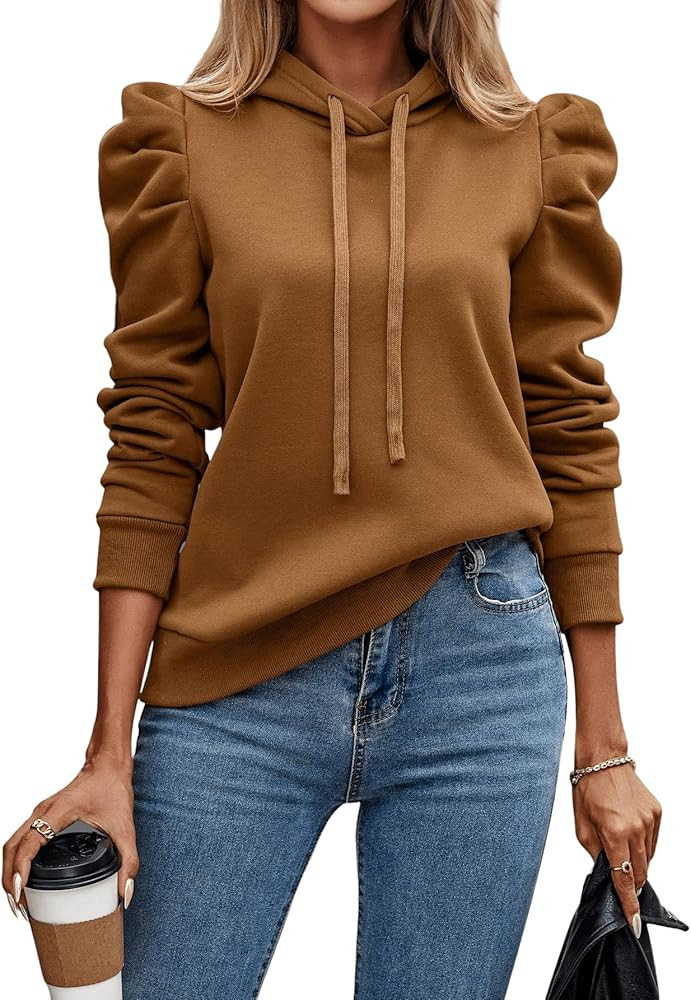 SOLY HUX Women's Hoodies Drawstring Puff Long Sleeve Casual Pullover Sweatshirt | Amazon (US)
