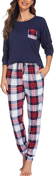 HOTOUCH Womens Pajamas Set Short Sleeve Cute Printed Tops and Pants 2 Piece PJ Sets Joggers Loung... | Amazon (US)