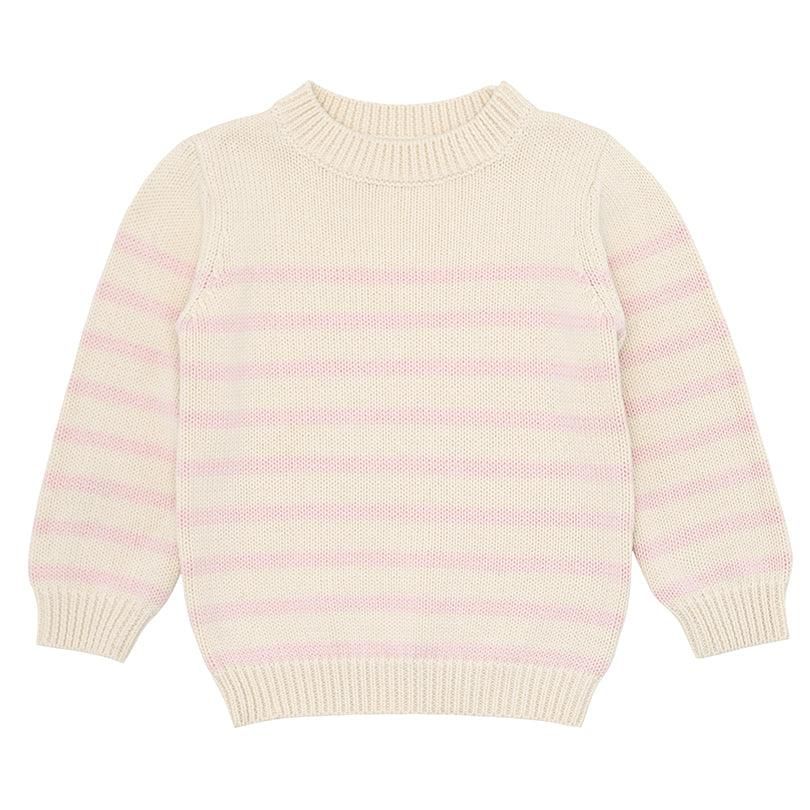 unisex cream and pink stripe knit sweater | minnow