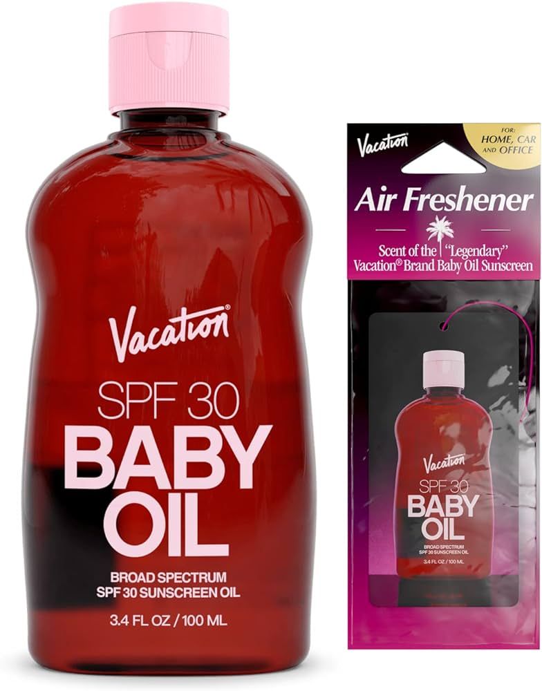 Vacation Baby Oil SPF 30 + Airfreshener Bundle, Broad Spectrum SPF 30 Sunscreen Oil, Vegan Suntan... | Amazon (US)