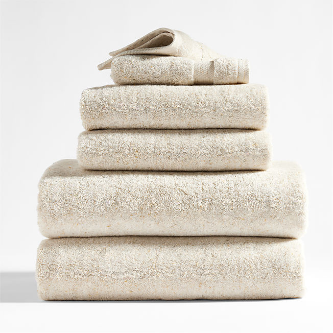 Natural Beige Fleck Organic Turkish Cotton Bath Towels, Set of 6 + Reviews | Crate & Barrel | Crate & Barrel