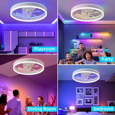 19.7 Inches Fan Light Rgb Color Lights Three Color Temperature 6-Speed Adjustable Wind Power Positive And Negative Rotation | Wayfair North America