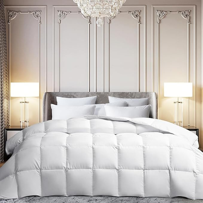 Martha Stewart White Goose Feather Down Fiber Comforter Queen Size- All Season Duvet Insert, Nois... | Amazon (US)