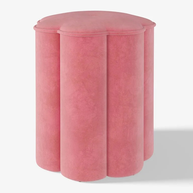 Mainstays Kids Flower Petal Pink Ottoman with Cozy Sherpa Fabric | Walmart (US)