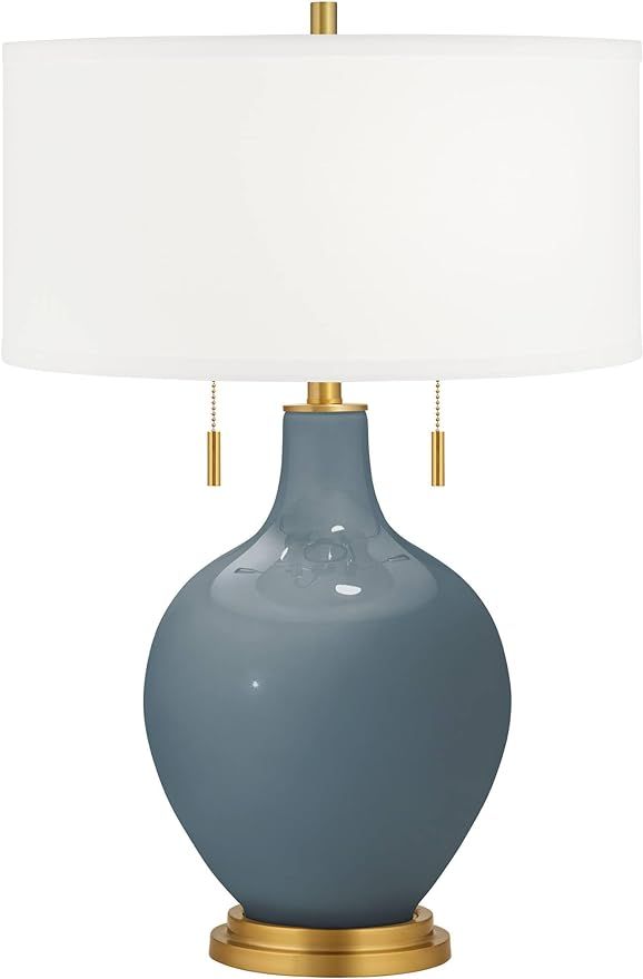 Color + Plus Toby Brass 28" Smoky Blue Glass Table Lamp | Amazon (US)