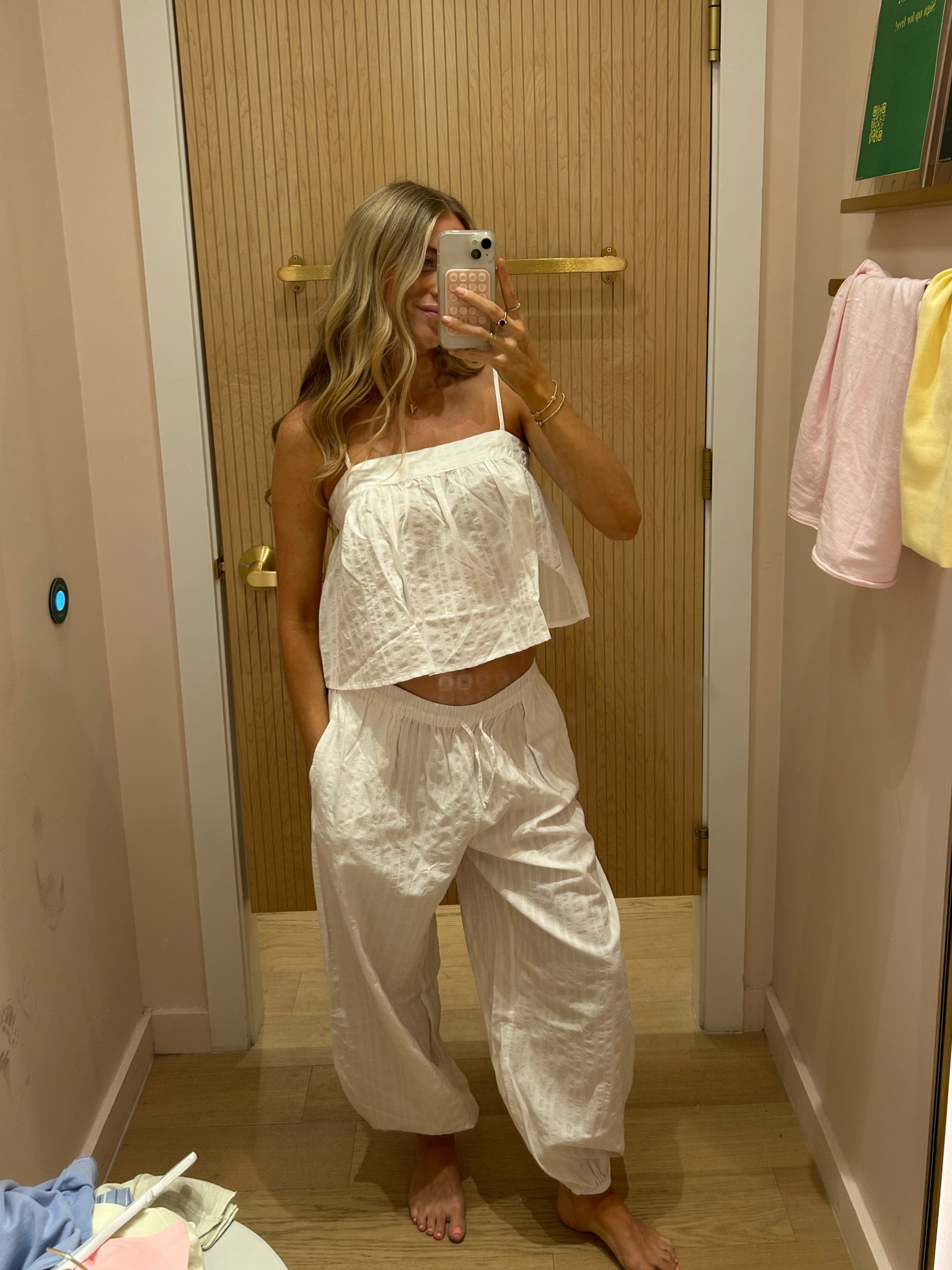 adorable seersucker matching set! comes in the prettiest colors! wearing a s in the top, m in the pants 

#LTKootd #LTKSeasonal