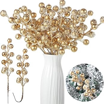 Censen 72 Packs Snow Frosted Artificial Berry Stems 8 Inch Snowy Christmas Red Spray Picks Holly ... | Amazon (US)