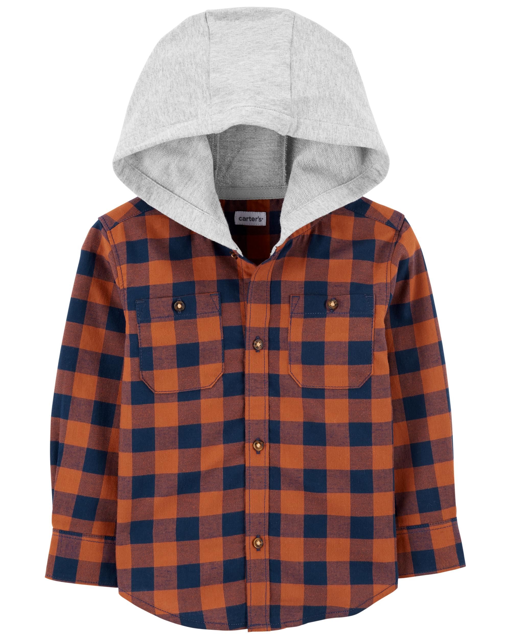 Plaid Hooded Button-Front Shirt | Carter's