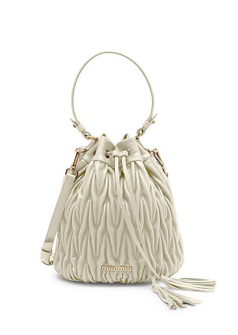 Miu Miu Women's Matelassé Leather Bucket Bag - White | Saks Fifth Avenue