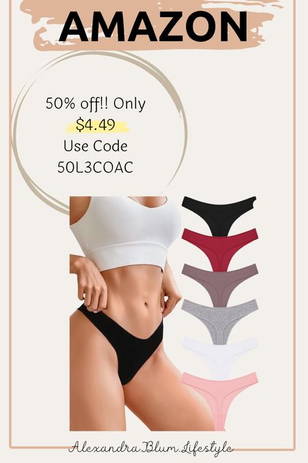 Cotton thong underwear on sale at Amazon with promo code! 

#LTKFindsUnder50 #LTKSaleAlert