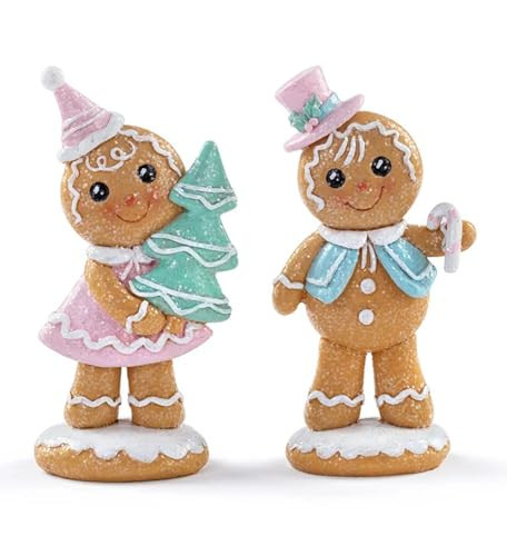 Napco Adorable Gingerbread Boy & Girl Christmas Figurines (Set of 2) 6 Inch Tall Resin Sweet Holiday Décor Duo | Amazon (US)