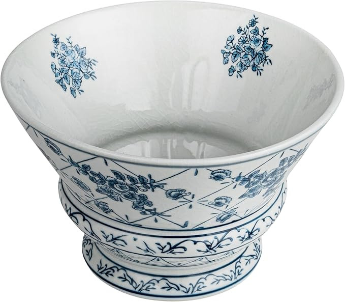Creative Co-Op Round Blossom Porcelain Bowl, Blue and White | Amazon (US)
