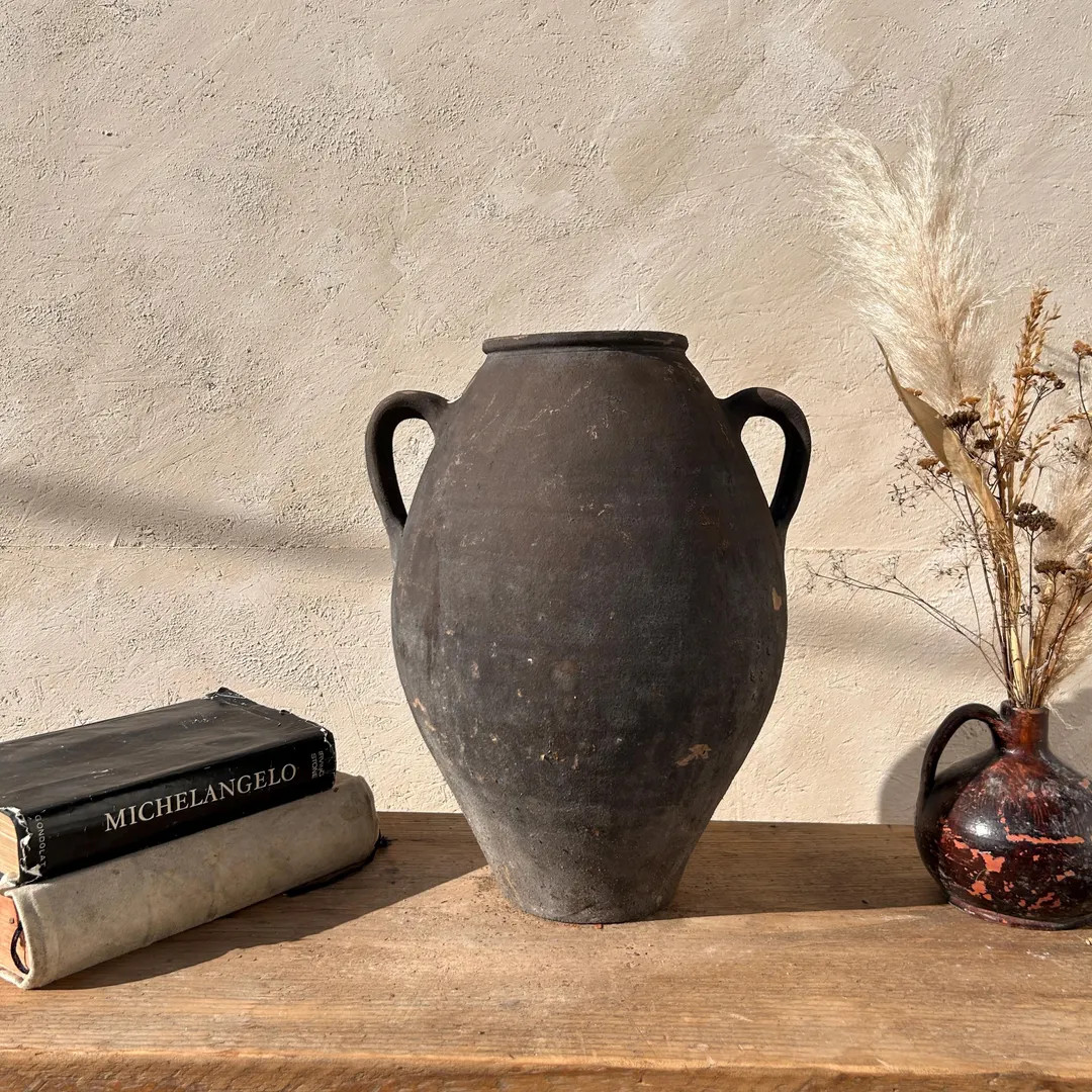 Antique Terracotta Vase, Vintage Pottery Clay Pot - Etsy | Etsy (US)