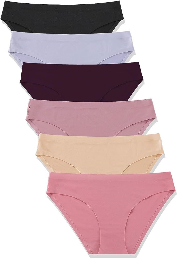 6 Pack Women’s Seamless Hipster Underwear No Show Panties Invisibles Briefs Soft Stretch Bikini... | Amazon (US)