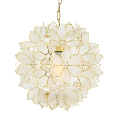 Creative Co-Op Capiz Lotus Flower Pendant Light, Capiz White Seashells with Antique Gold | Ashley | Ashley Homestore