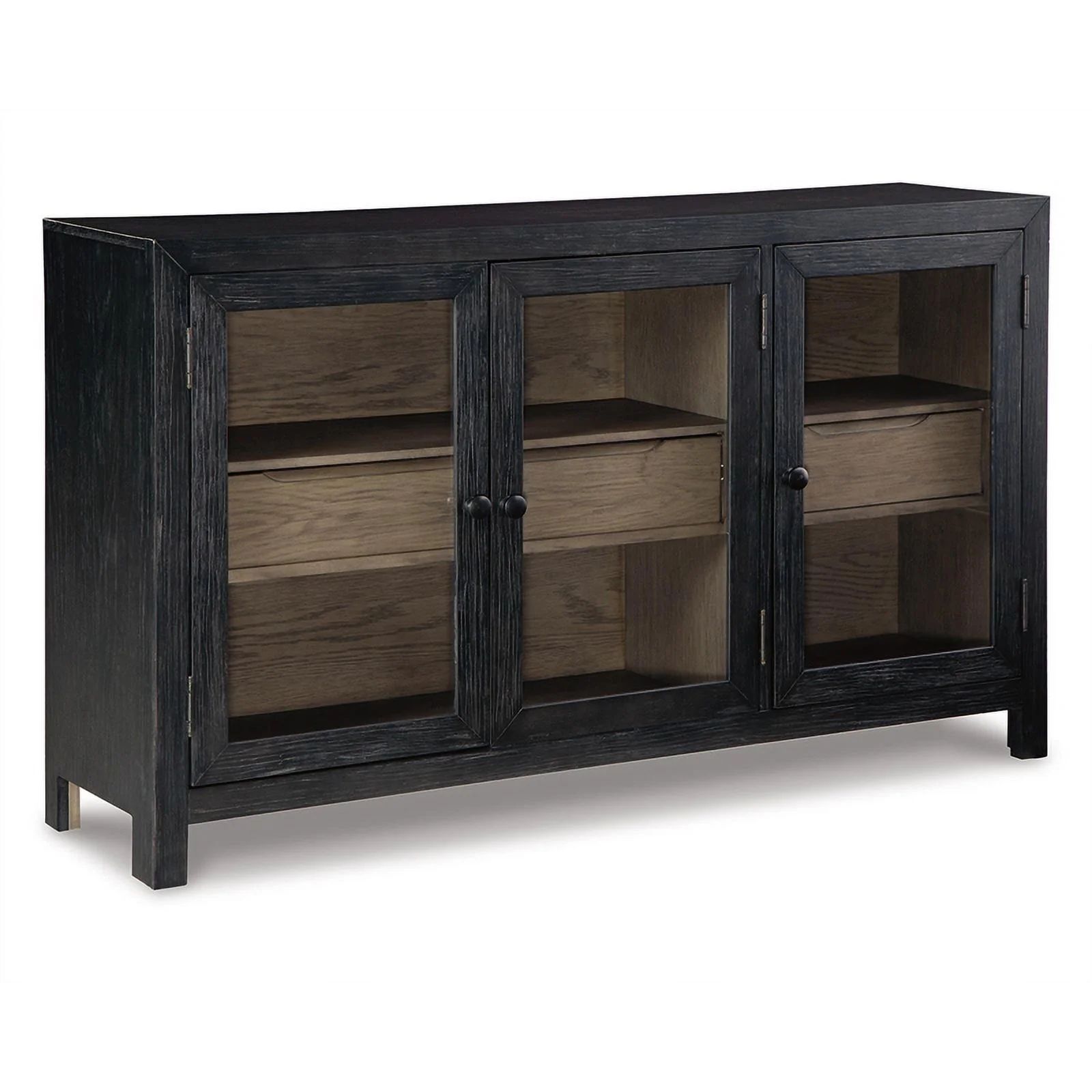 Ashley Furniture Lenston 3-Door Wood Accent Cabinet in Black/Warm Gray - Walmart.com | Walmart (US)