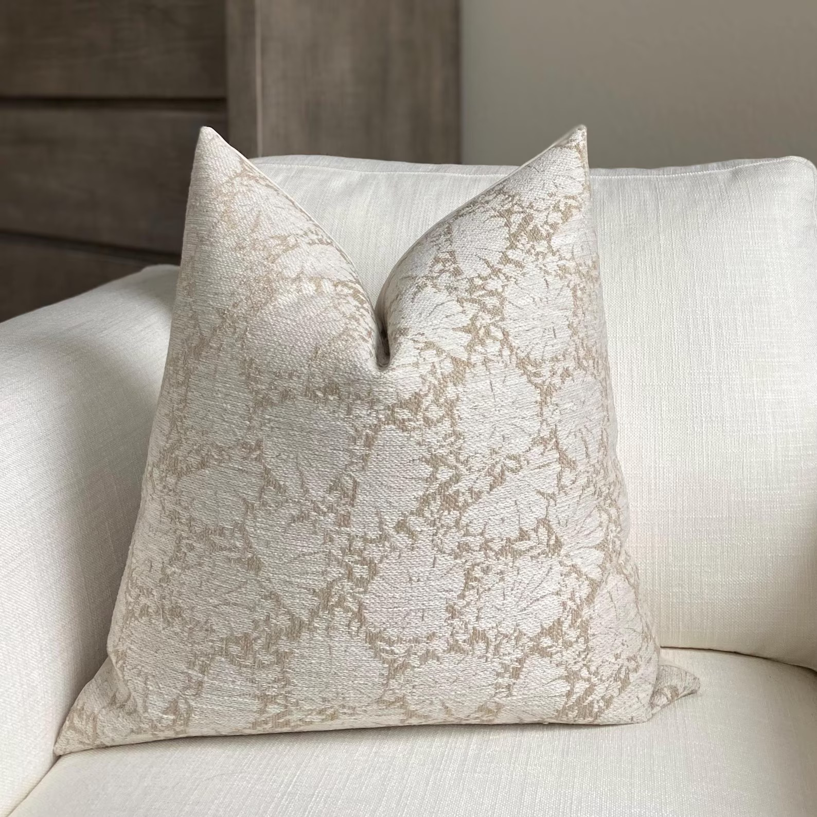 Light Cream and Beige Floral Print Throw Pillow Cover, Cover Only - Etsy | Etsy (US)