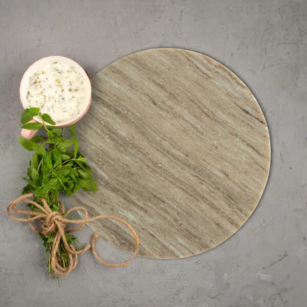 Storied Home Elegant Round Cheese Board, Beige | Ashley