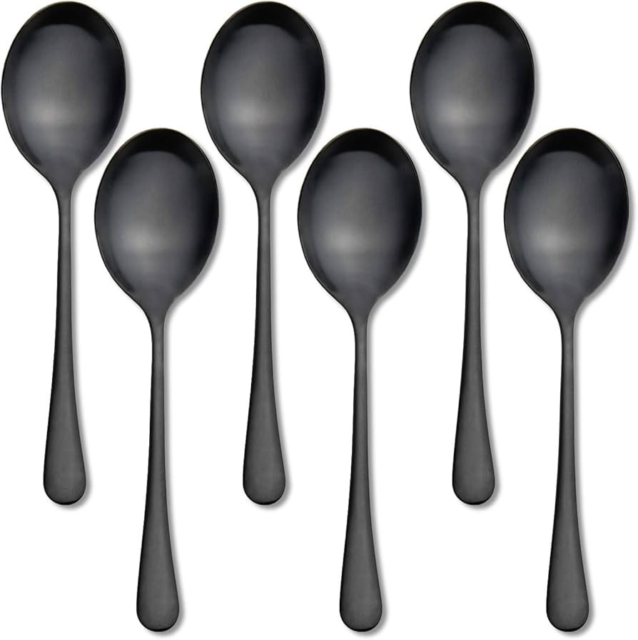 Serving Spoons, Matte Black X-Large Spoons, 6 Pieces 9.8 Inches Serving Tablespoons, AOOSY Stainl... | Amazon (US)