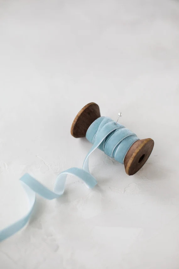 Soft Blue Velvet Ribbon  1/4  3/8 - Etsy Canada | Etsy (CAD)