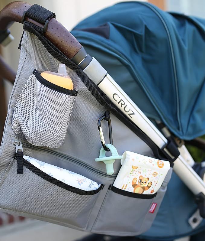 Nuby Fabric Side Stroller Organizer: Keeps Essentials Organized Gray | Amazon (US)