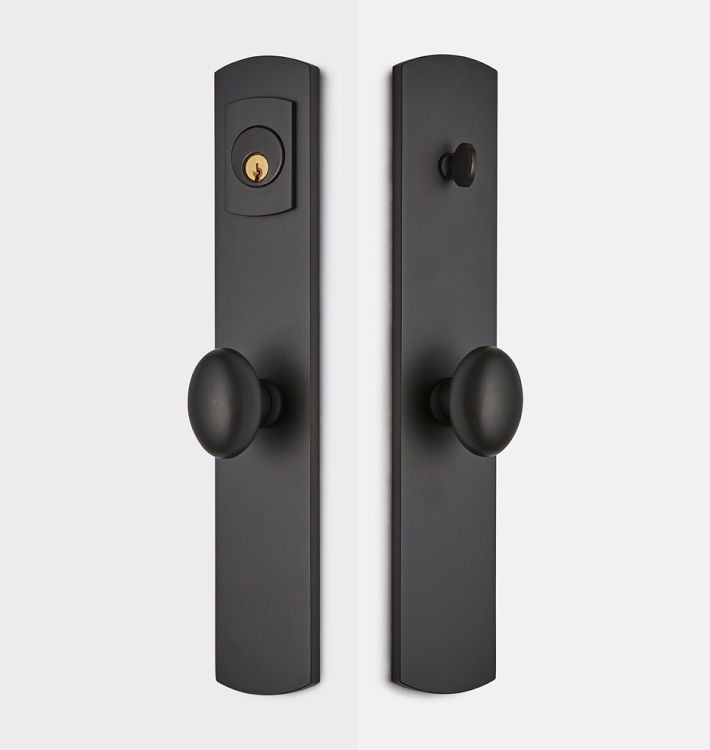 Arched Oval Knob Exterior Door Hardware Tube Latch Set | Rejuvenation