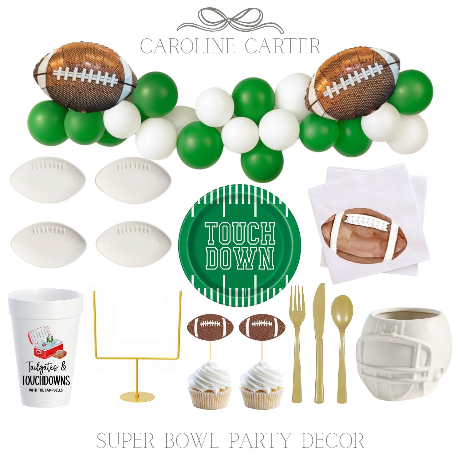 Game day ready 🏈 classic green + white Super Bowl party decor for the perfect watch party.
@Target @Etsy 

Super Bowl party decor, game day decor, football party, tailgate decor, Super Bowl hosting, football plates, balloon garland, watch party ideas, neutral game day, LTK home decor, super bowl hosting

#LTKHome #LTKSeasonal