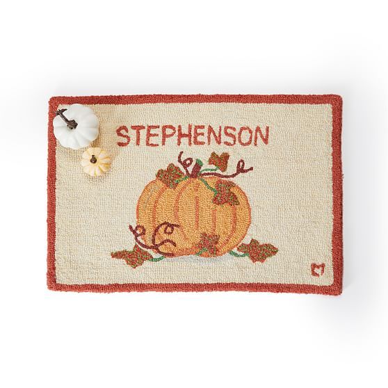 Hand Hooked Doormat, Pumpkin, 20x30 | Mark and Graham