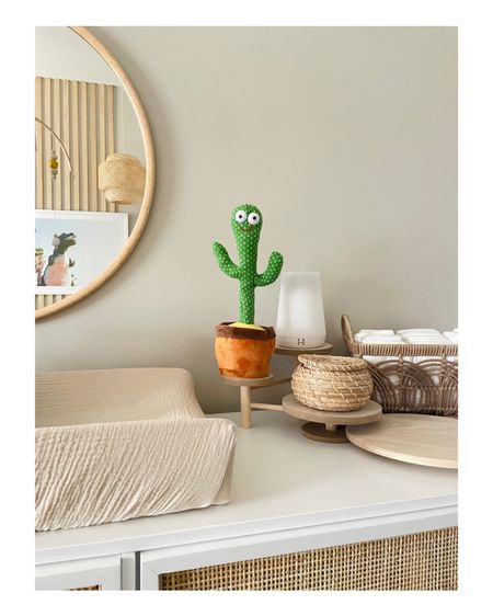 This cactus is something else 😅 you can record sounds on it plus it has a bunch of other sounds/songs and dances and lights up. Def entertaining and will distract your baby during diaper changes! 🌵

Nursery, changing table, sound machine 

#LTKbump #LTKbaby #LTKkids