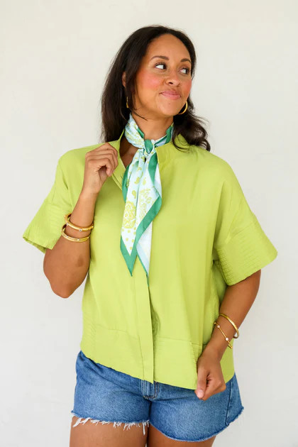 Annie Lime Short Sleeve Blouse | The Willow Tree