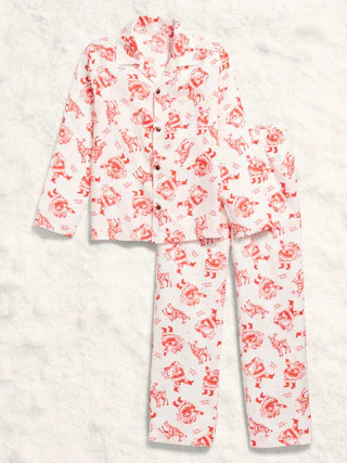 Printed Gender-Neutral Button-Front Pajama Set for Kids | Old Navy (CA)