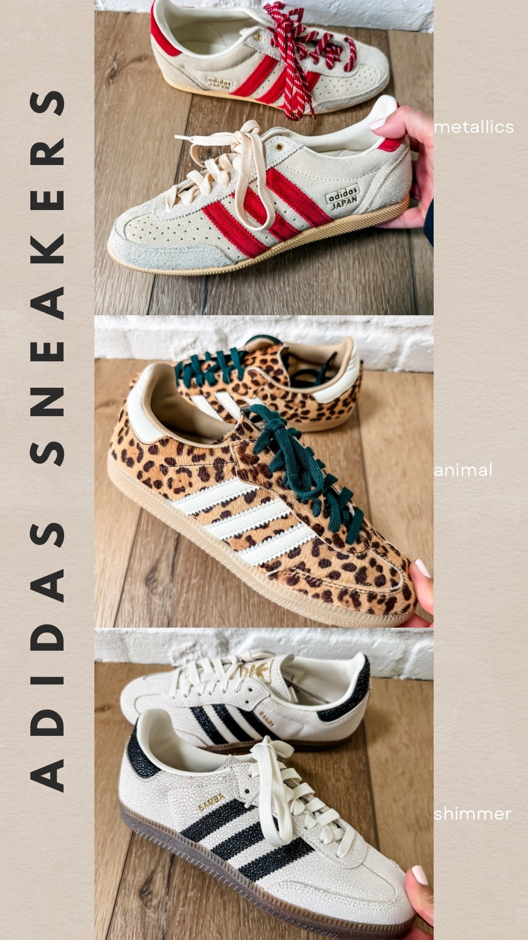 Metallic, shimmer or animal print? Hard to choose a favorite from these @adidas styles. #createdwithadidas #adidaspartner 

Size down half in these Adidas sneakers. Leopard sneakers. Animal print sneakers.

#LTKOver40