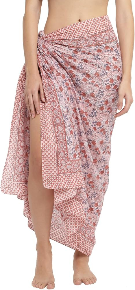 parihan Block Print Cotton Beach Sarong Wraps for Women, Pareo Swimsuit coverups | Amazon (US)